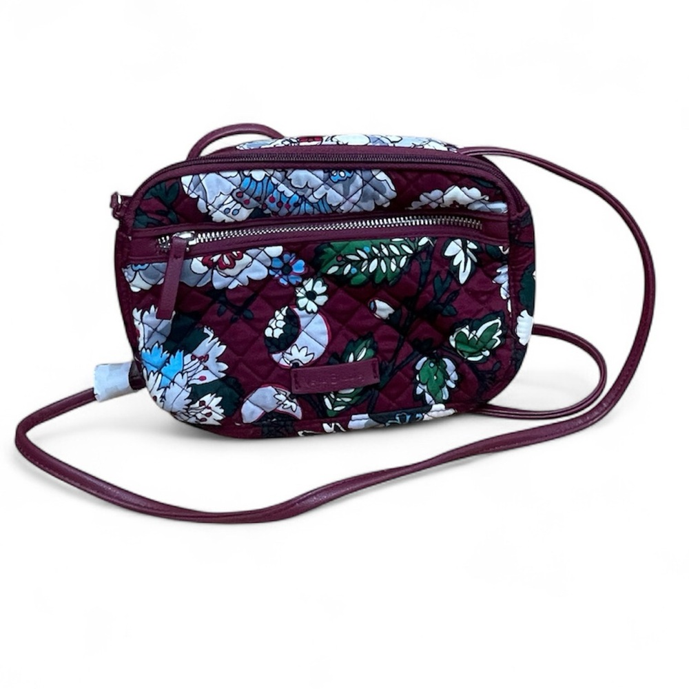Vera Bradley Floral Crossbody Bag - Maroon and Blue